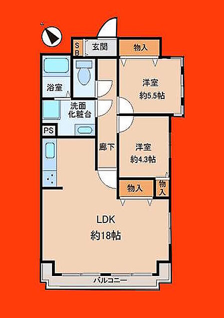 2LDK 間取り
