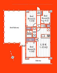 ライネスハイム松戸五香 3LDKの間取図画像