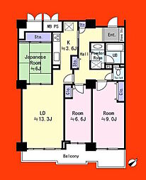 アビック21スプリングタワーSP 3LDKの間取図画像