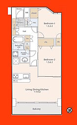 北習志野セントラルガーデン 2LDKの間取図画像