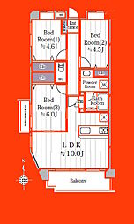 ワコーレ松戸 3LDKの間取図画像