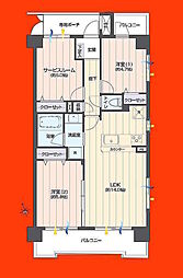 ライオンズマンション常盤平さくら通り 2SLDKの間取図画像