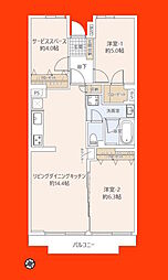 ロイヤルプラザ津田沼 2SLDKの間取図画像