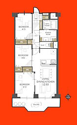 白鳥スカイマンション 3LDKの間取図画像