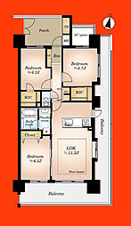 クレストシティタワーズ浦安サウスタワー 3LDKの間取図画像