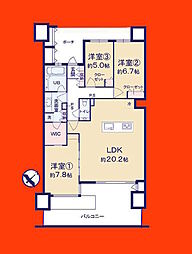 サンライトウイング 3LDKの間取図画像
