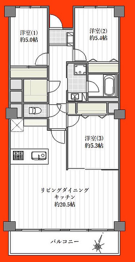3LDK 間取り