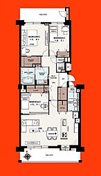 ルネ・グランセーヌ 3LDKの間取図画像