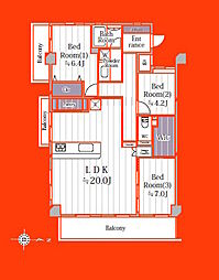 サーパス柏 3LDKの間取図画像