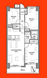 ユニーブル船橋 3LDKの間取図画像