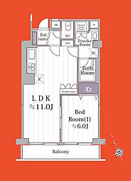 六高台サンハイツB棟 1LDKの間取図画像