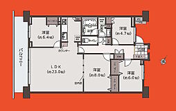 幕張サウスコートA棟 4LDKの間取図画像