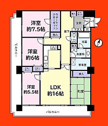 ライオンズマンション船橋薬園台 4LDKの間取図画像