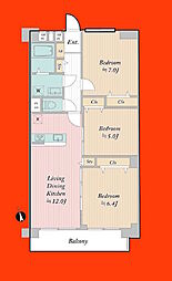 新松戸東パークハウスC 3LDKの間取図画像