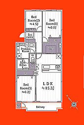 フジタ津田沼マンション 3LDKの間取図画像