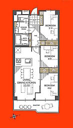 三郷スカイマンション 3LDKの間取図画像