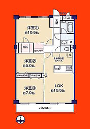 東千葉ハイツ3号棟 3LDKの間取図画像