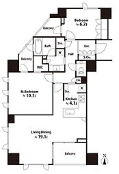プラウド自由が丘 2SLDKの間取図画像