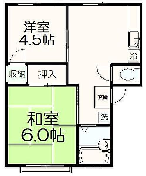 ホワイトポピンズ 107｜東京都多摩市和田(賃貸アパート2DK・1階・34.65㎡)の写真 その2