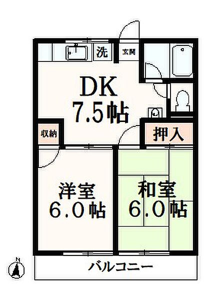 コーポ青葉 202｜東京都多摩市連光寺6丁目(賃貸アパート2DK・2階・41.31㎡)の写真 その2