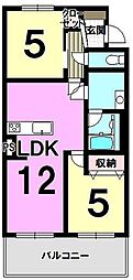 エメラルドマンションリバーサイド貝塚 2LDKの間取図画像