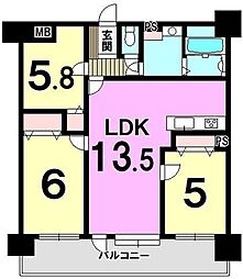 アプローズ那珂 3LDKの間取図画像