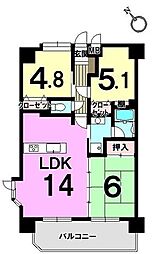 ロマネスク香住ヶ丘 3LDKの間取図画像