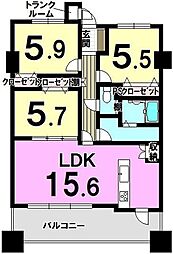 コアマンション下大利ネクステージ 3LDKの間取図画像