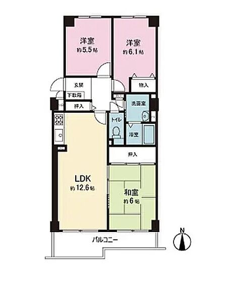 3LDK、価格1860万円、専有面積67.32m2、バルコニー面積15.08m2