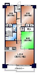 藤和東石切ホームズ見晴らしの丘 3LDKの間取図画像