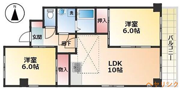 メゾンかわせ ｜愛知県名古屋市西区城西4丁目(賃貸マンション2LDK・2階・54.79㎡)の写真 その2