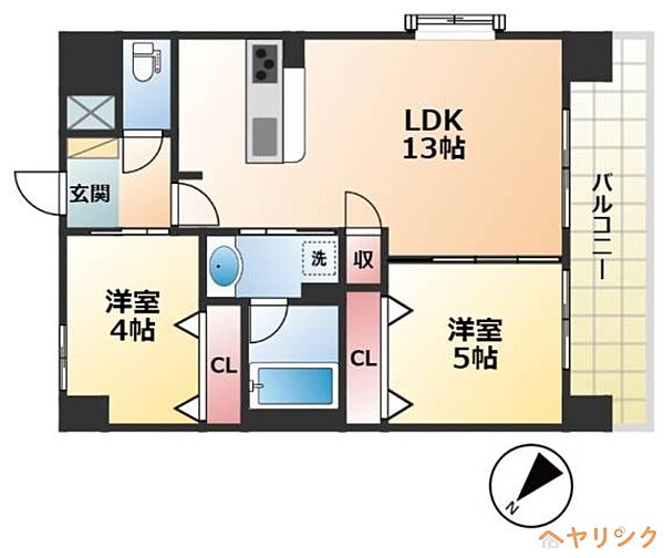 スプランディッド名駅NORTH ｜愛知県名古屋市西区名西1丁目(賃貸マンション2LDK・4階・52.16㎡)の写真 その2