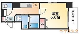 THE RESIDENCE SHIGAHONDORI 8階1Kの間取り