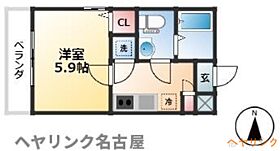 HK2West  ｜ 愛知県名古屋市西区栄生2丁目（賃貸アパート1K・2階・20.41㎡） その2