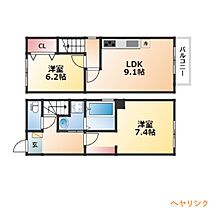 シャンテII  ｜ 愛知県名古屋市西区名塚町1丁目（賃貸タウンハウス2LDK・1階・59.95㎡） その2