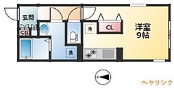 LUORE浄心EAST 4階1Kの間取り