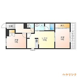 ハイツまぐろ 4階2LDKの間取り