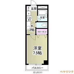 CASA児玉 4階1Kの間取り