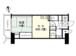 バーデンファミリエ草津サウスタワー 1DKの間取り