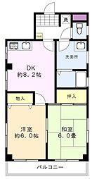 三崎町Mビル 2LDKの間取図画像
