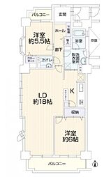 グローリアス岩倉第2 2LDKの間取図画像