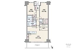 カルティア篠木 2SLDKの間取図画像