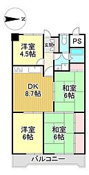 ロイヤルコーポランド上田中 4DKの間取図画像