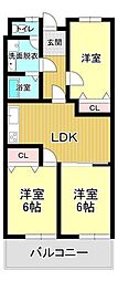 南国マンションニュー貴船 3LDKの間取図画像