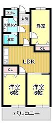 南国マンションニュー貴船 3LDKの間取図画像