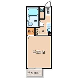 西武拝島線 東大和市駅 徒歩7分の賃貸アパート 2階1Kの間取り