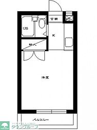 JR中央線 立川駅 徒歩18分の賃貸マンション 1階ワンルームの間取り