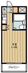 JR青梅線 中神駅 徒歩8分の賃貸マンション 1階ワンルームの間取り