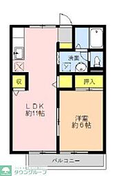 JR青梅線 小作駅 徒歩6分の賃貸アパート 1階1LDKの間取り