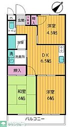 第7フラワーハイツ 3階3DKの間取り